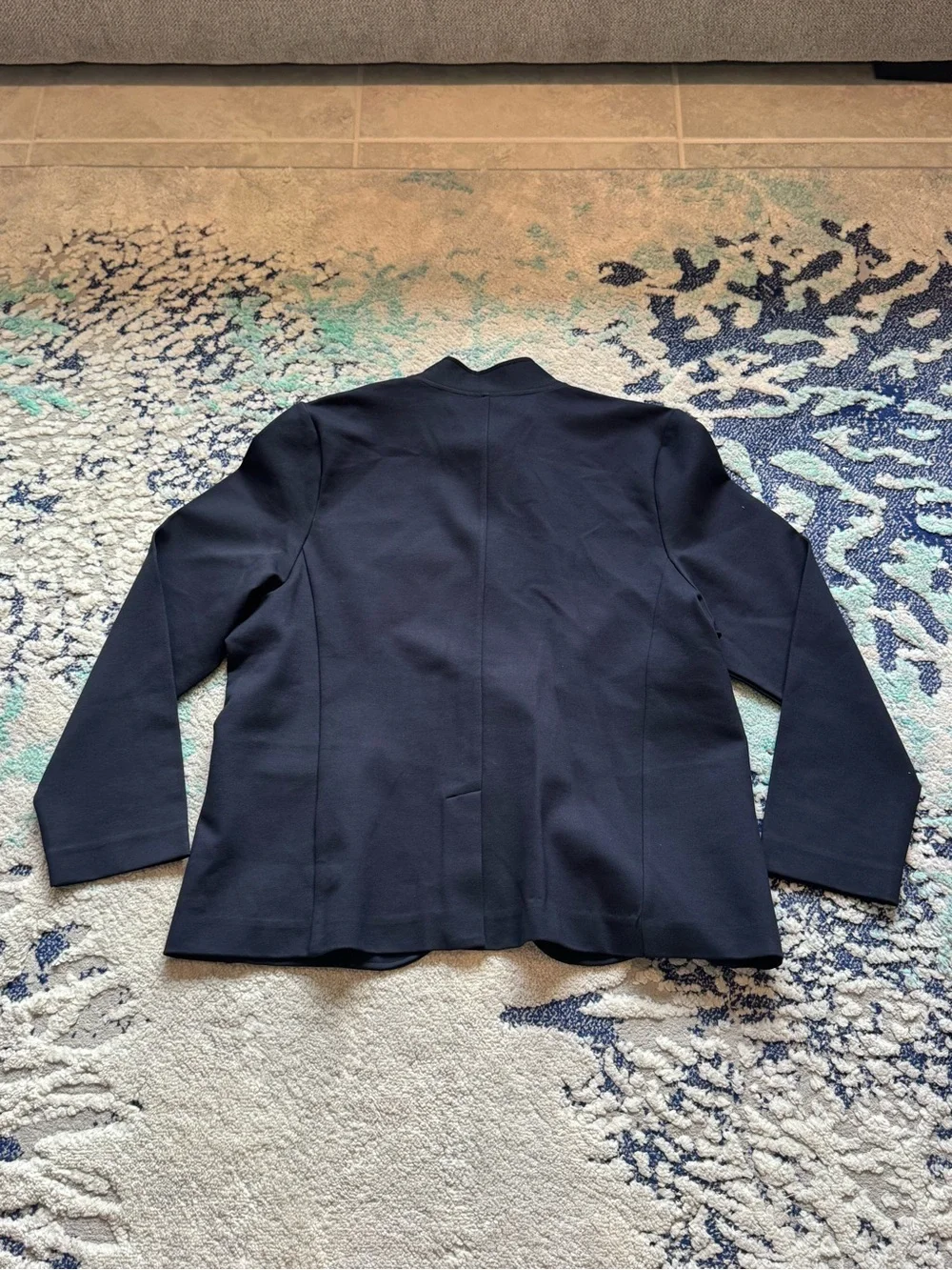 Quince Ultra-Stretch Ponte Stand Collar Blazer in Navy Size XL like new